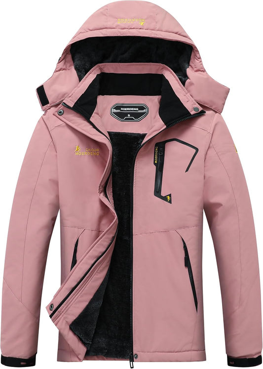 MOERDENG women’s waterproof ski jacket warm winter snow coat mountain windbreaker hooded raincoat
