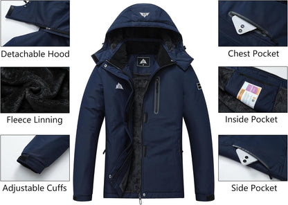 MOERDENG Women's Snow Ski Jacket Warm Winter Coat Waterproof Snowboarding Jacket with Zippered Pockets