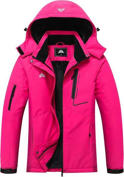 MOERDENG Women's Waterproof Ski Jacket Warm Winter Coat Hooded Snowboarding Jacket Snow Coat
