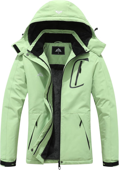 MOERDENG Women's Waterproof Ski Jacket Warm Winter Coat Outdoor Windbreaker Hiking Snowboarding Jacket