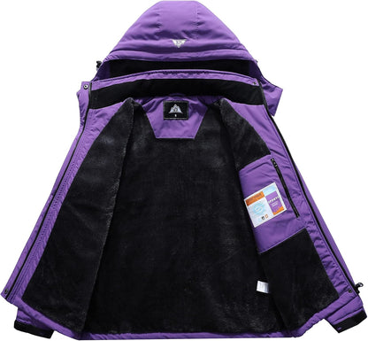 MOERDENG Women's Waterproof Ski Jacket Warm Winter Coat Outdoor Windbreaker Hiking Snowboarding Jacket