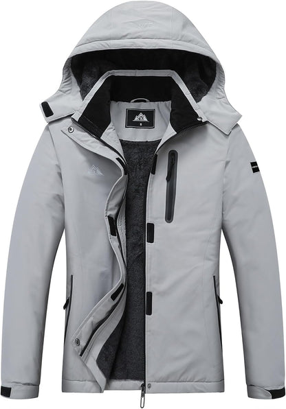 MOERDENG Women's Snow Ski Jacket Warm Winter Coat Waterproof Snowboarding Jacket with Zippered Pockets