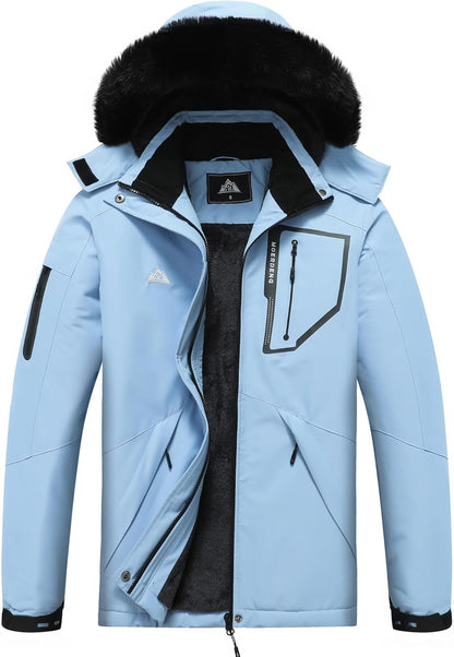 MOERDENG Women's Waterproof Snow Ski Jacket - Warm Winter Coat Insulated for Snowboarding, Mountain Hiking
