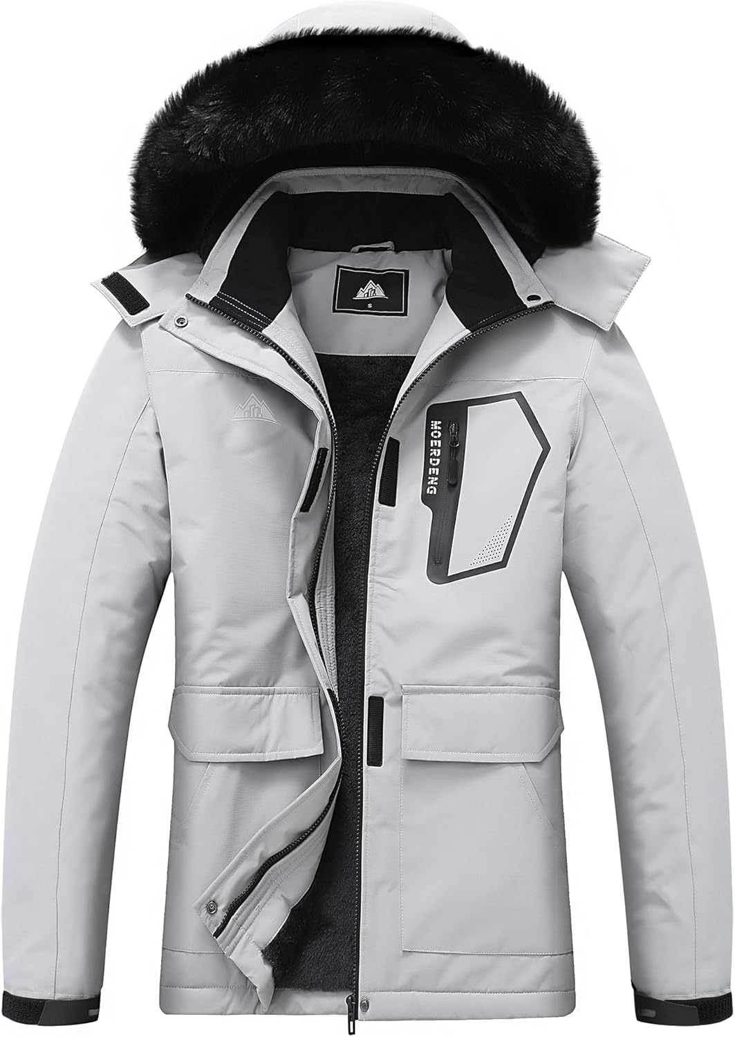 MOERDENG Women's Ski Jacket Waterproof Warm Winter Coat Hooded Snowboarding Jacket Versatile for Hiking & Winter Activities