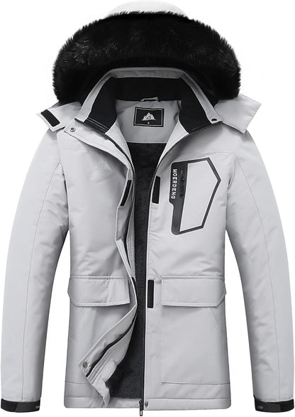MOERDENG Women's Ski Jacket Waterproof Warm Winter Coat Hooded Snowboarding Jacket Versatile for Hiking & Winter Activities