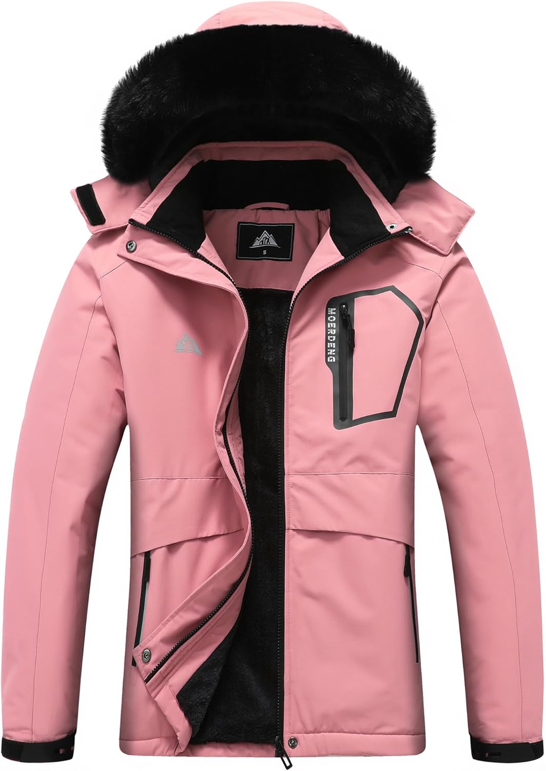 MOERDENG Women's Waterproof Snow Ski Jacket Warm Winter Coat Insulated Snowboarding Jacket Softshell Hiking Jacket