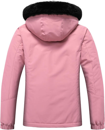 MOERDENG Women's Insulated Snow Ski Jacket Warm Winter Coat Waterproof Snowboarding Jacket Softshell Hiking Winter Jacket