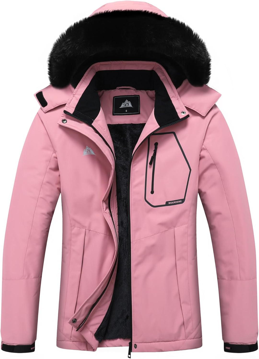 MOERDENG Women's Insulated Snow Ski Jacket Warm Winter Coat Waterproof Snowboarding Jacket Softshell Hiking Winter Jacket