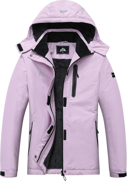 MOERDENG Women's Snow Ski Jacket Warm Winter Coat Waterproof Snowboarding Jacket with Zippered Pockets