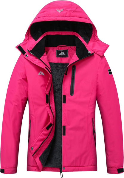 MOERDENG Women's Snow Ski Jacket Warm Winter Coat Waterproof Snowboarding Jacket with Zippered Pockets