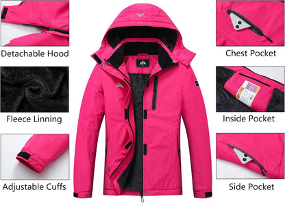 MOERDENG Women's Snow Ski Jacket Warm Winter Coat Waterproof Snowboarding Jacket with Zippered Pockets