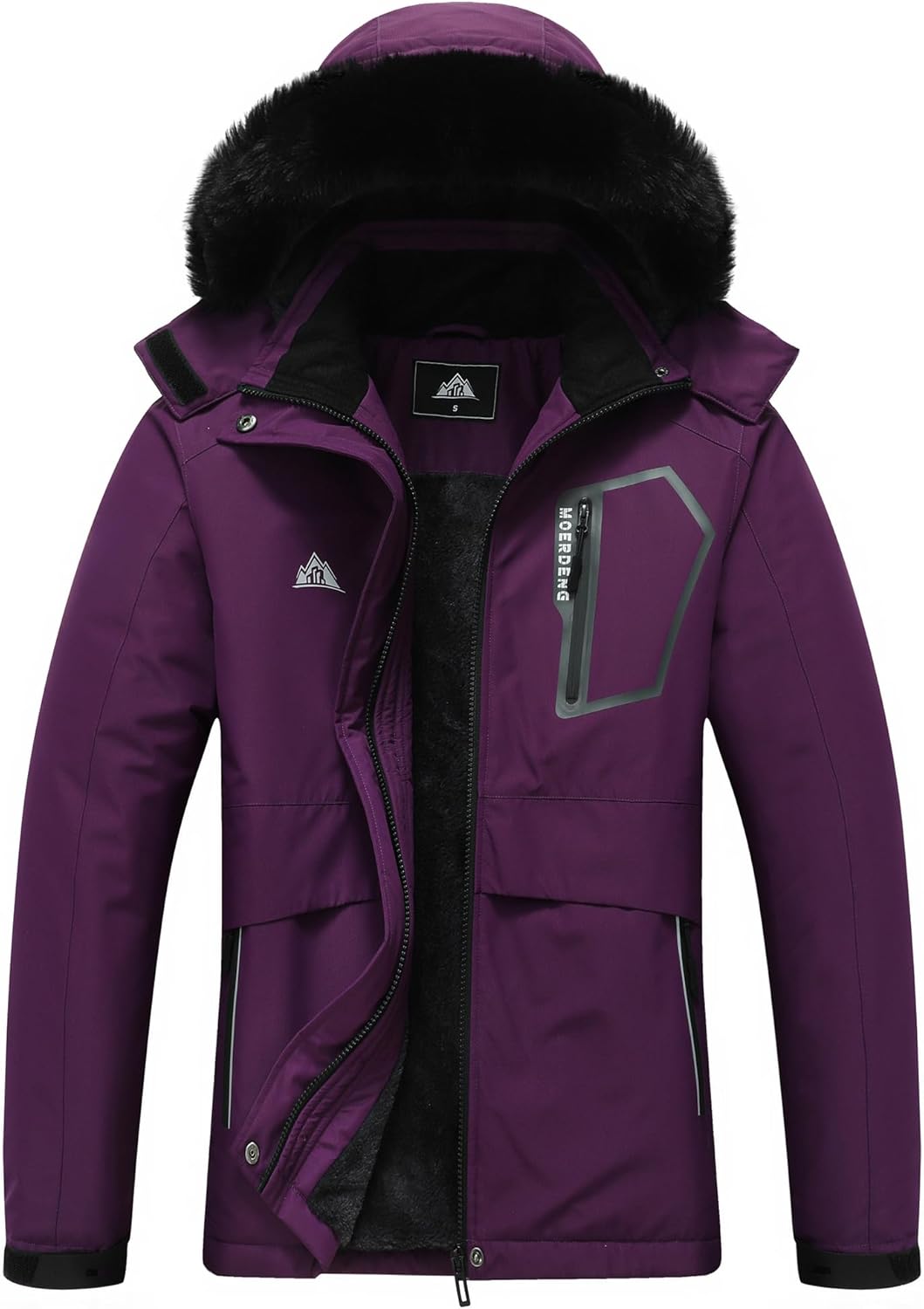 MOERDENG Women's Waterproof Snow Ski Jacket Warm Winter Coat Insulated Snowboarding Jacket Softshell Hiking Jacket