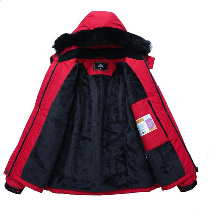 MOERDENG Women's Insulated Snow Ski Jacket Warm Winter Coat Waterproof Snowboarding Jacket Softshell Hiking Winter Jacket