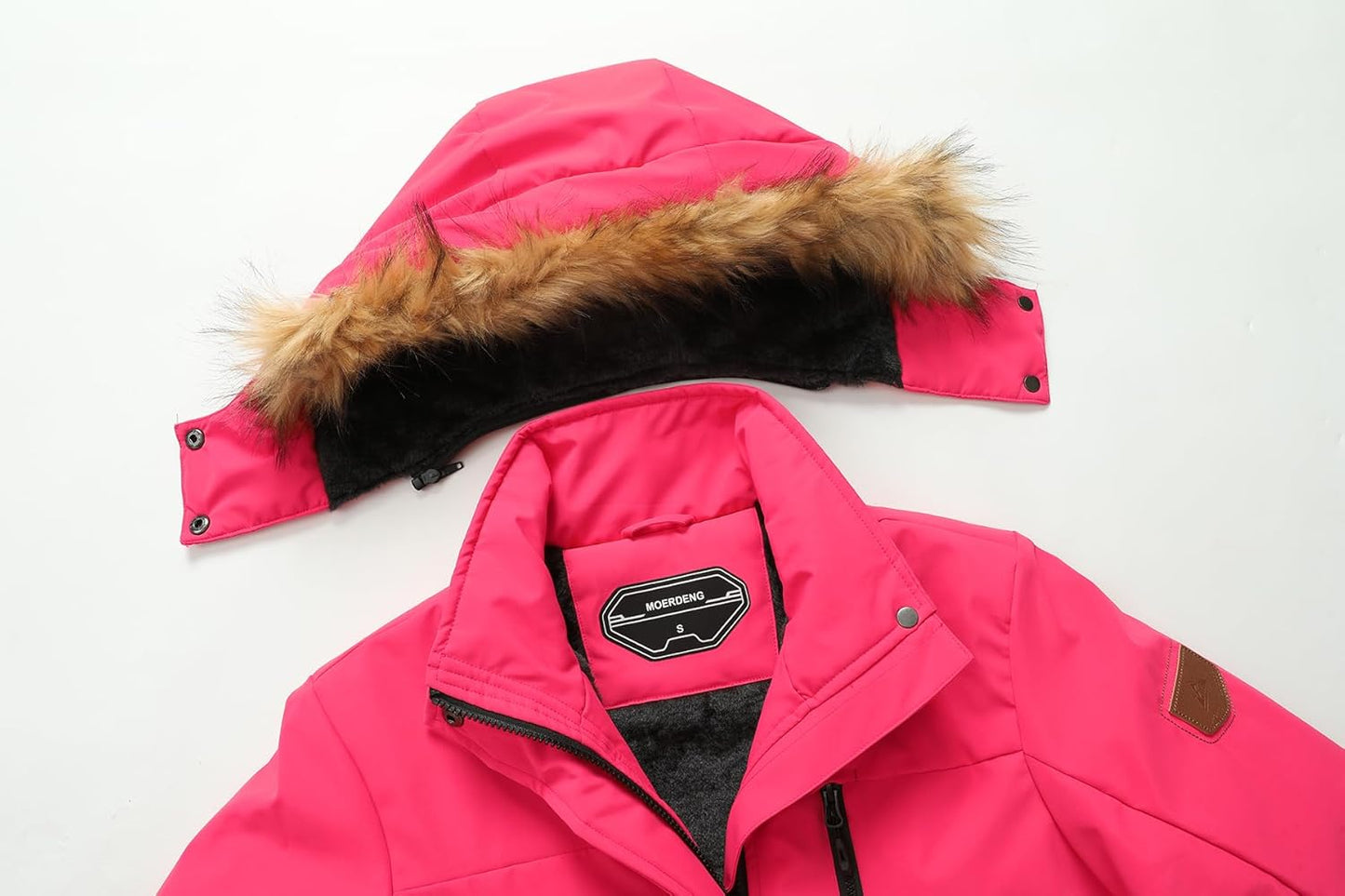 MOERDENG Women's Waterproof Ski Snow Jacket Winter Warm Hooded Snow Coat Mountain Windproof Ski Jacket For Women