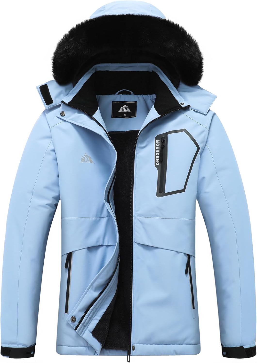 MOERDENG Women's Waterproof Snow Ski Jacket Warm Winter Coat Insulated Snowboarding Jacket Softshell Hiking Jacket