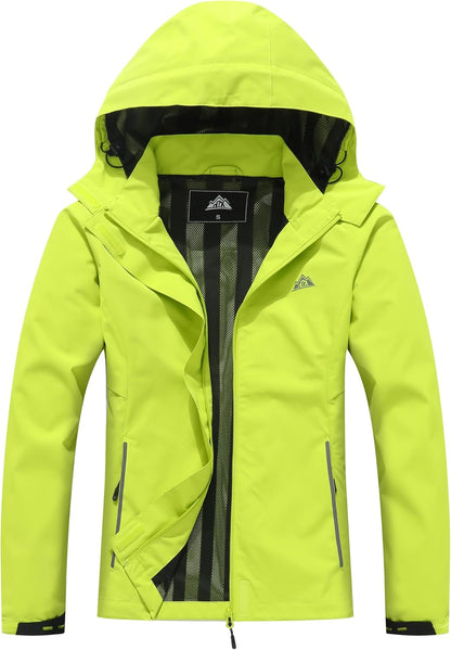 MOERDENG Women's Waterproof Rain Jacket Lightweight Raincoat Hooded Hiking Jacket Softshell Windbreaker