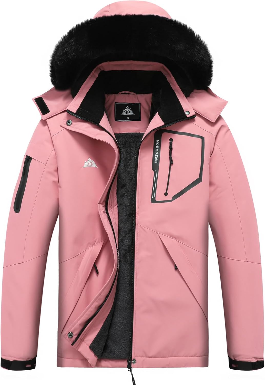 MOERDENG Women's Waterproof Snow Ski Jacket - Warm Winter Coat Insulated for Snowboarding, Mountain Hiking