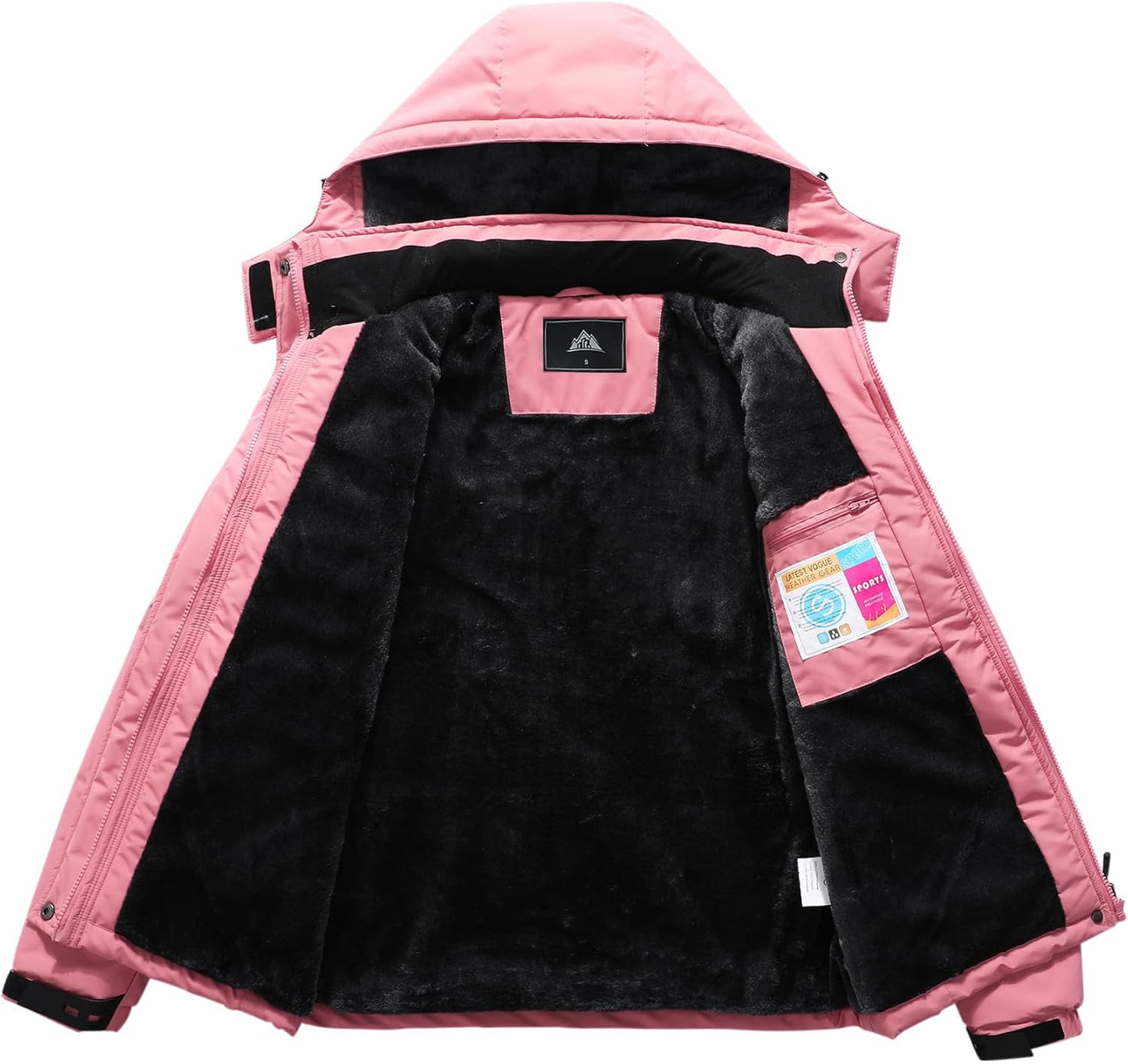 MOERDENG Women's Ski Jacket Warm Winter Coat Hooded Snowboarding Jackets Waterproof Mountain Windbreaker for Hiking Traval