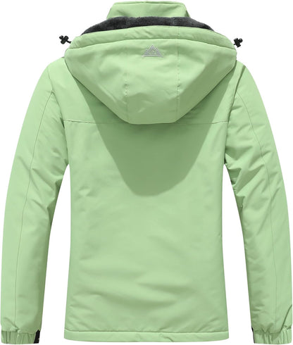 MOERDENG Women's Waterproof Ski Jacket Warm Winter Coat Outdoor Windbreaker Hiking Snowboarding Jacket