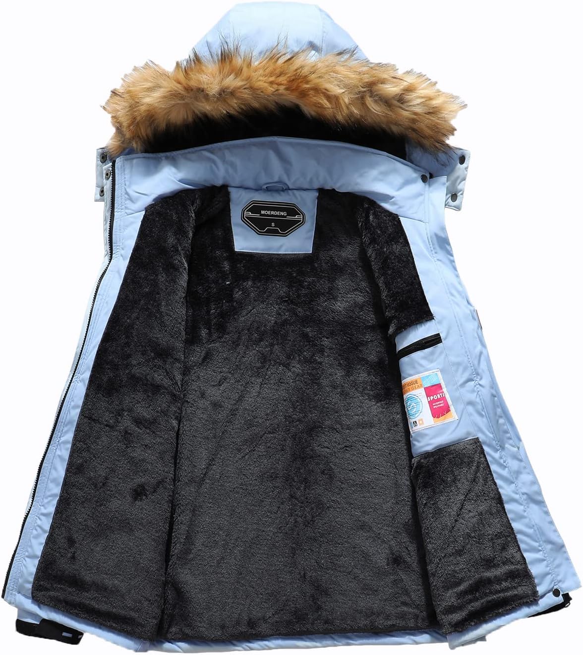 MOERDENG Women's Waterproof Ski Snow Jacket Winter Warm Hooded Snow Coat Mountain Windproof Ski Jacket For Women