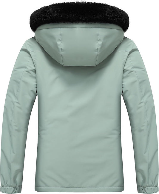 MOERDENG Women's Ski Jacket Waterproof Warm Winter Coat Hooded Snowboarding Jacket Versatile for Hiking & Winter Activities