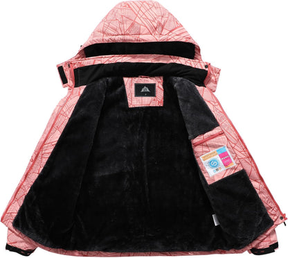 MOERDENG Women's Ski Jacket Warm Winter Coat Hooded Snowboarding Jackets Waterproof Mountain Windbreaker for Hiking Traval