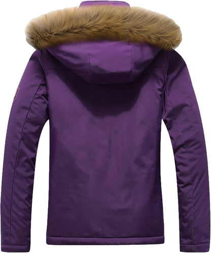 MOERDENG Women's Waterproof Ski Snow Jacket Winter Warm Hooded Snow Coat Mountain Windproof Ski Jacket For Women