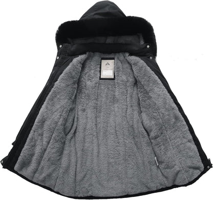 fixed adjustable hood of MOERDENG girls waterproof winter coat for head and neck protection
