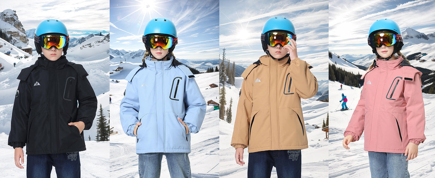 machine-washable care label of MOERDENG kids detachable-hood winter snow coat
