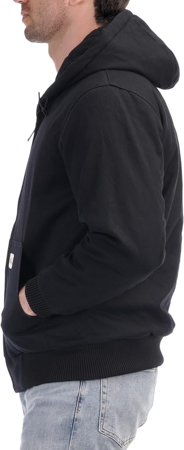 Men's Loose Fit Quilted Flannel Lined Workwear Waterproof Active Jacket Hooded Work Coat