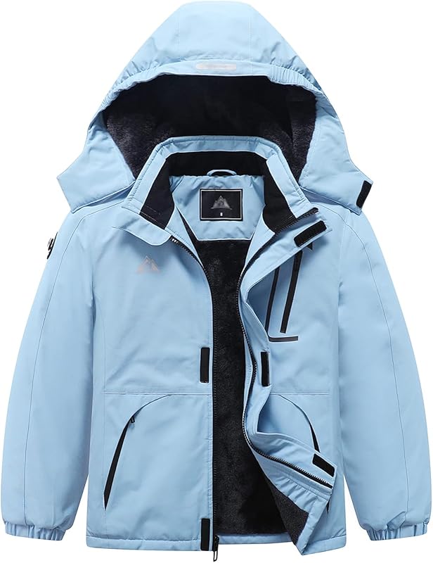 ski pass pocket of MOERDENG kids waterproof ski coat for resort convenience
