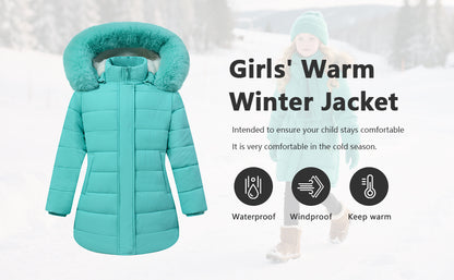 MOERDENG girls waterproof winter parka for school outdoor play family winter trips