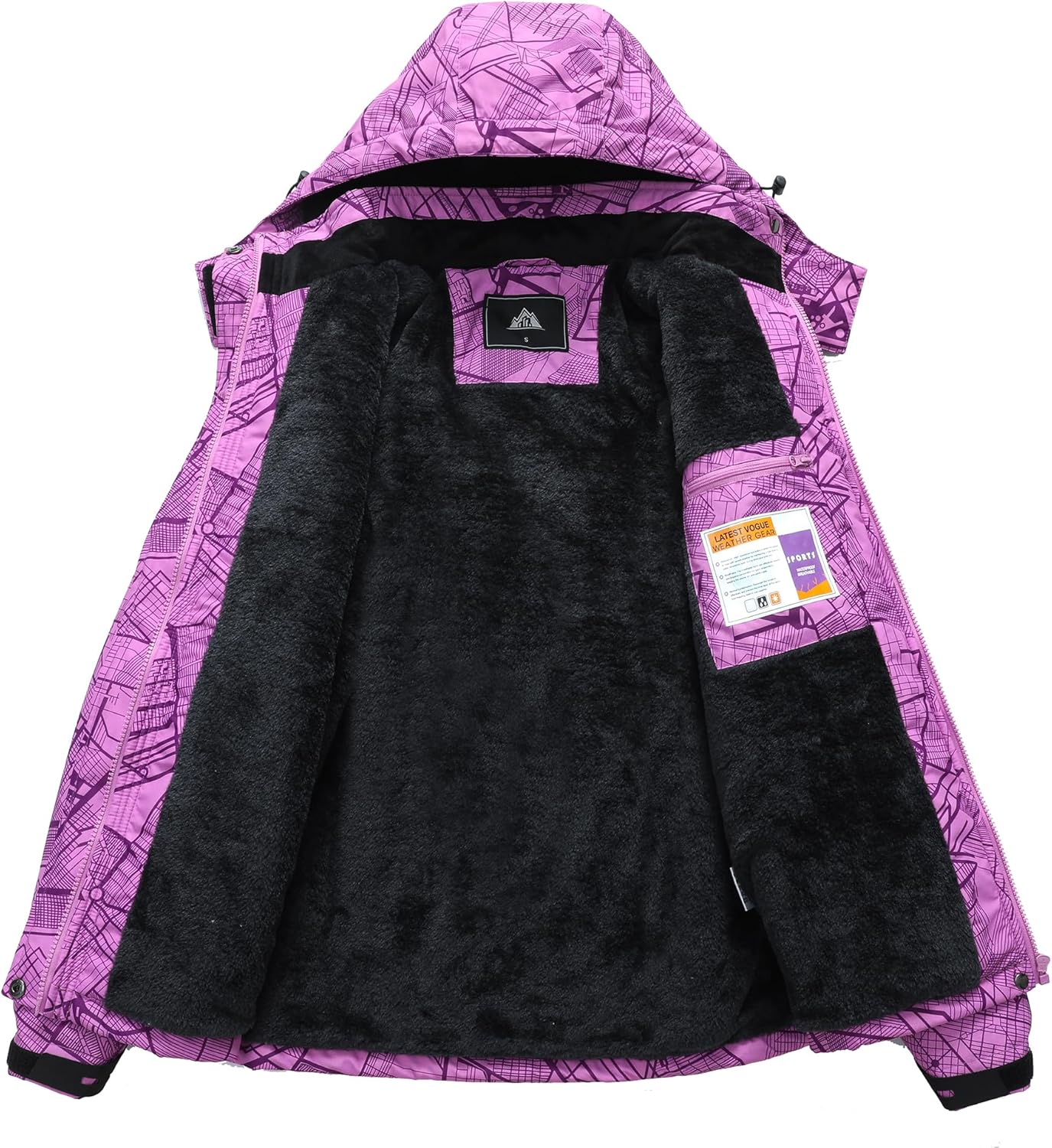 MOERDENG Women's Ski Jacket Warm Winter Coat Hooded Snowboarding Jackets Waterproof Mountain Windbreaker for Hiking Traval