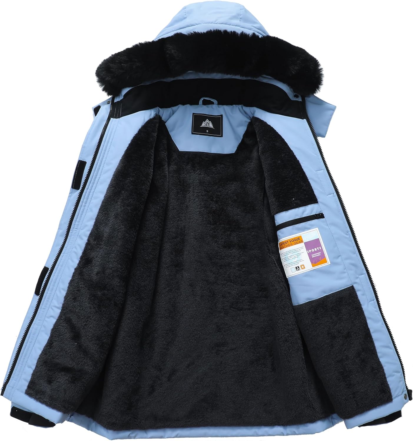 MOERDENG Women's Ski Jacket Waterproof Warm Winter Coat Hooded Snowboarding Jacket Versatile for Hiking & Winter Activities