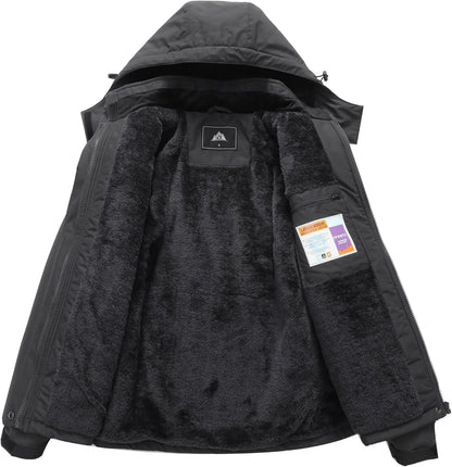 MOERDENG Women's Ski Jacket Warm Winter Coat Hooded Snowboarding Jackets Waterproof Mountain Windbreaker for Hiking Traval