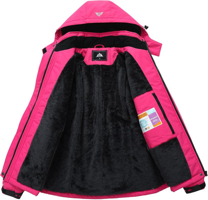 MOERDENG Women's Waterproof Ski Jacket Warm Winter Coat Hooded Snowboarding Jacket Snow Coat