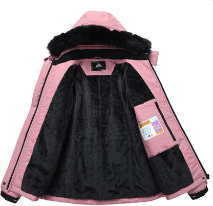 MOERDENG Women's Insulated Snow Ski Jacket Warm Winter Coat Waterproof Snowboarding Jacket Softshell Hiking Winter Jacket