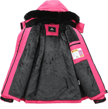 MOERDENG Women's Waterproof Snow Ski Jacket - Warm Winter Coat Insulated for Snowboarding, Mountain Hiking