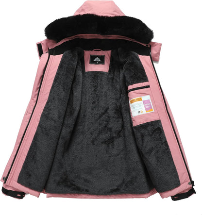 MOERDENG Women's Waterproof Snow Ski Jacket - Warm Winter Coat Insulated for Snowboarding, Mountain Hiking