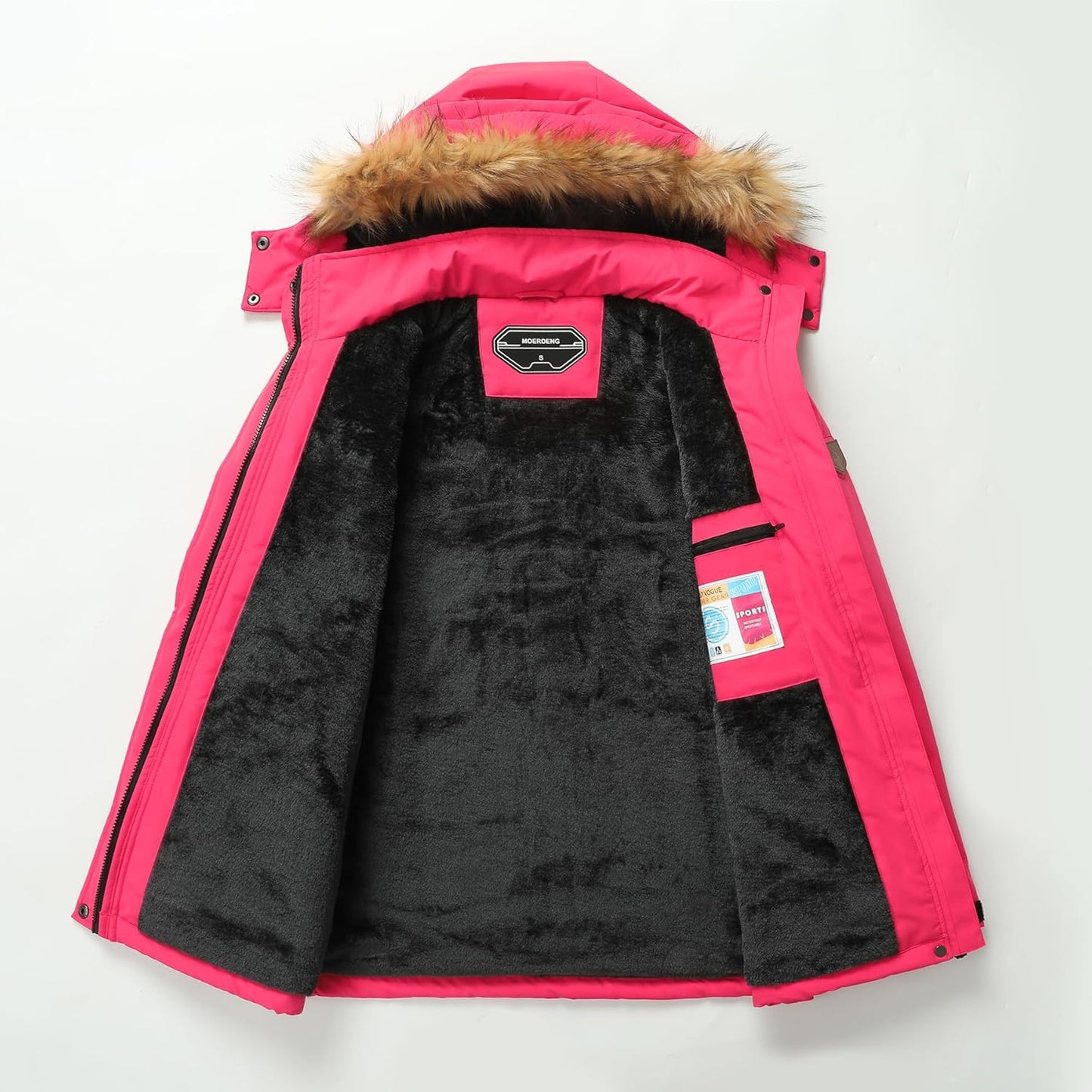 MOERDENG Women's Waterproof Ski Snow Jacket Winter Warm Hooded Snow Coat Mountain Windproof Ski Jacket For Women