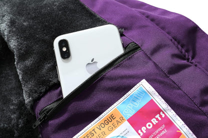 MOERDENG Women's Waterproof Ski Snow Jacket Winter Warm Hooded Snow Coat Mountain Windproof Ski Jacket For Women