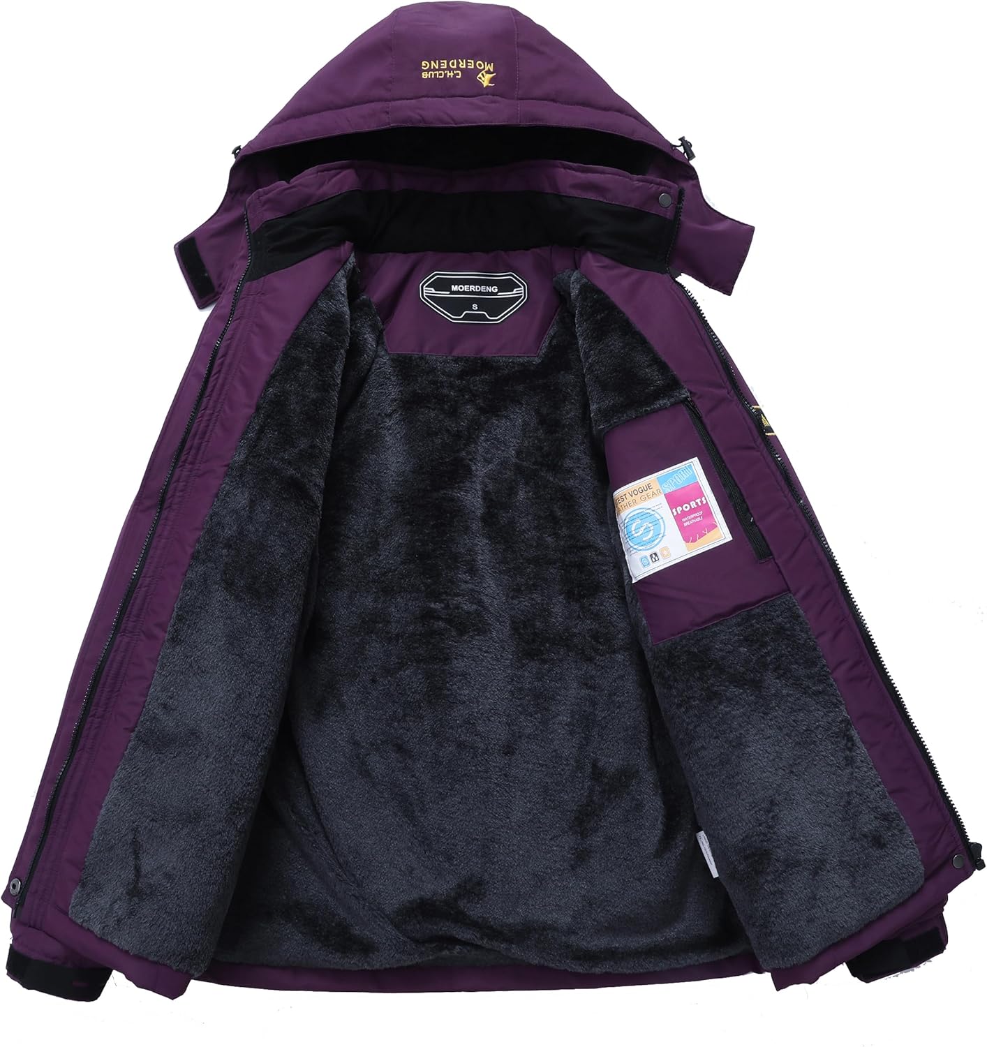 MOERDENG Women's Waterproof Ski Jacket Warm Winter Snow Coat Mountain Windbreaker Hooded Raincoat Jacket