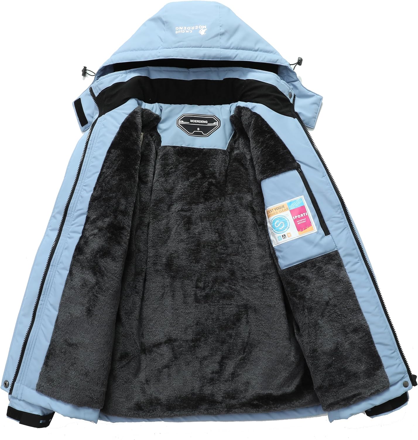 MOERDENG Women's Waterproof Ski Jacket Warm Winter Snow Coat Mountain Windbreaker Hooded Raincoat Jacket