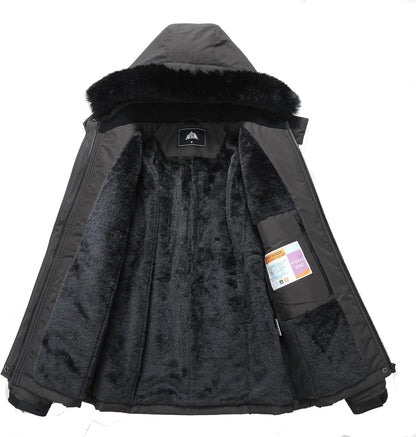 MOERDENG Women's Insulated Snow Ski Jacket Warm Winter Coat Waterproof Snowboarding Jacket Softshell Hiking Winter Jacket