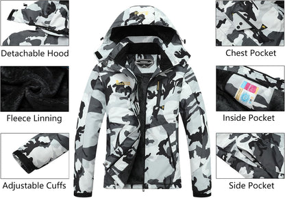 MOERDENG Women's Waterproof Ski Jacket Warm Winter Snow Coat Mountain Windbreaker Hooded Raincoat Jacket