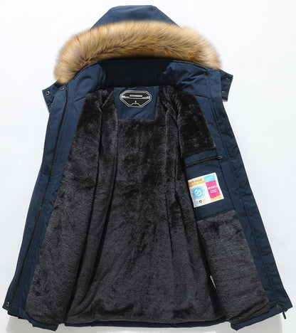 MOERDENG Women's Waterproof Ski Snow Jacket Winter Warm Hooded Snow Coat Mountain Windproof Ski Jacket For Women