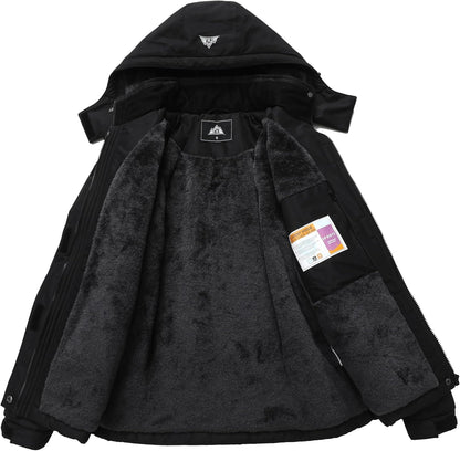 MOERDENG Women's Snow Ski Jacket Warm Winter Coat Waterproof Snowboarding Jacket with Zippered Pockets