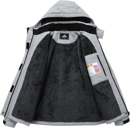 MOERDENG Women's Snow Ski Jacket Warm Winter Coat Waterproof Snowboarding Jacket with Zippered Pockets