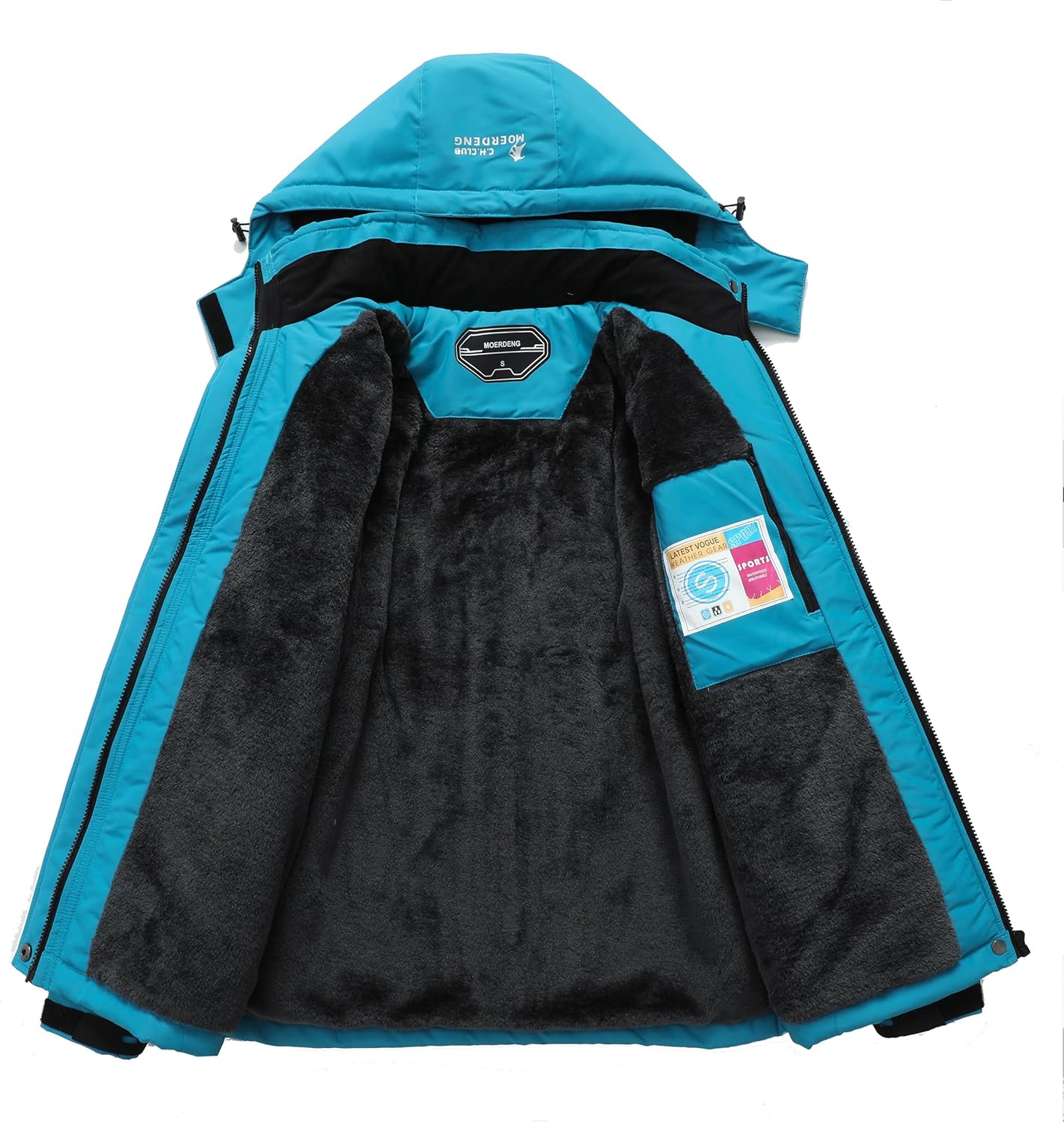 MOERDENG Women's Waterproof Ski Jacket Warm Winter Snow Coat Mountain Windbreaker Hooded Raincoat Jacket