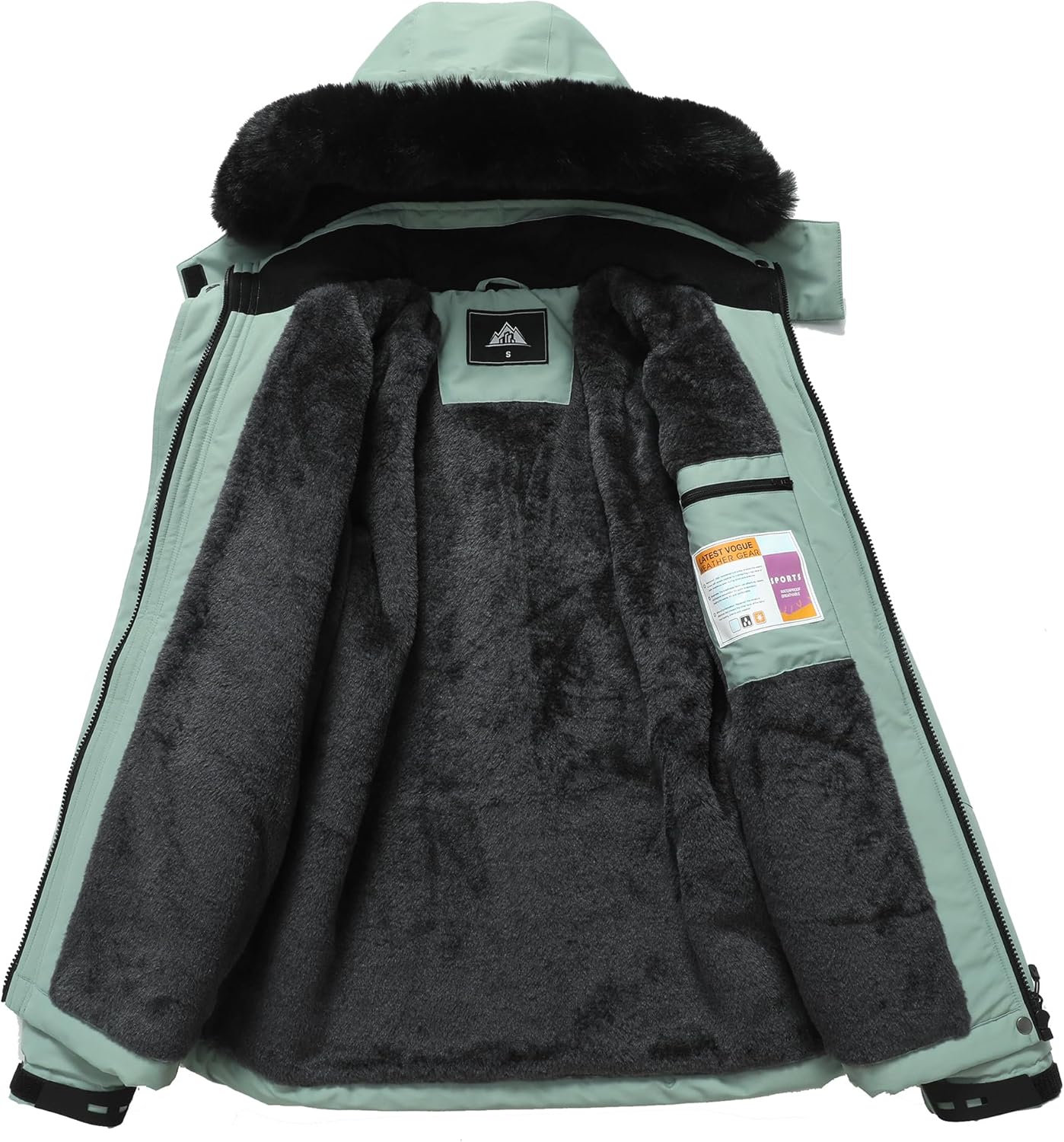 MOERDENG Women's Waterproof Snow Ski Jacket - Warm Winter Coat Insulated for Snowboarding, Mountain Hiking